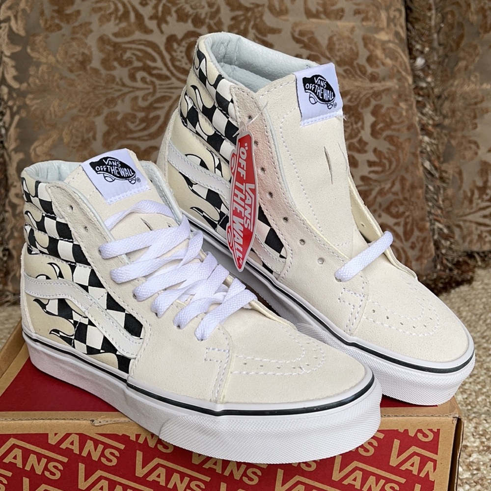 Vans Sk8-Hi Checker Flame Classic White Mens - Picture 6 of 16